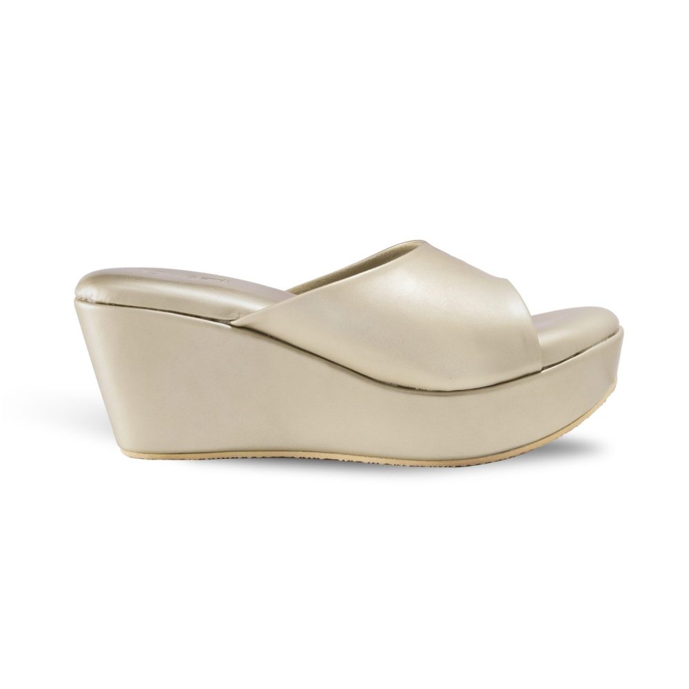 VOSTE Jane - Wedges 7cm Gold Silver Elegant