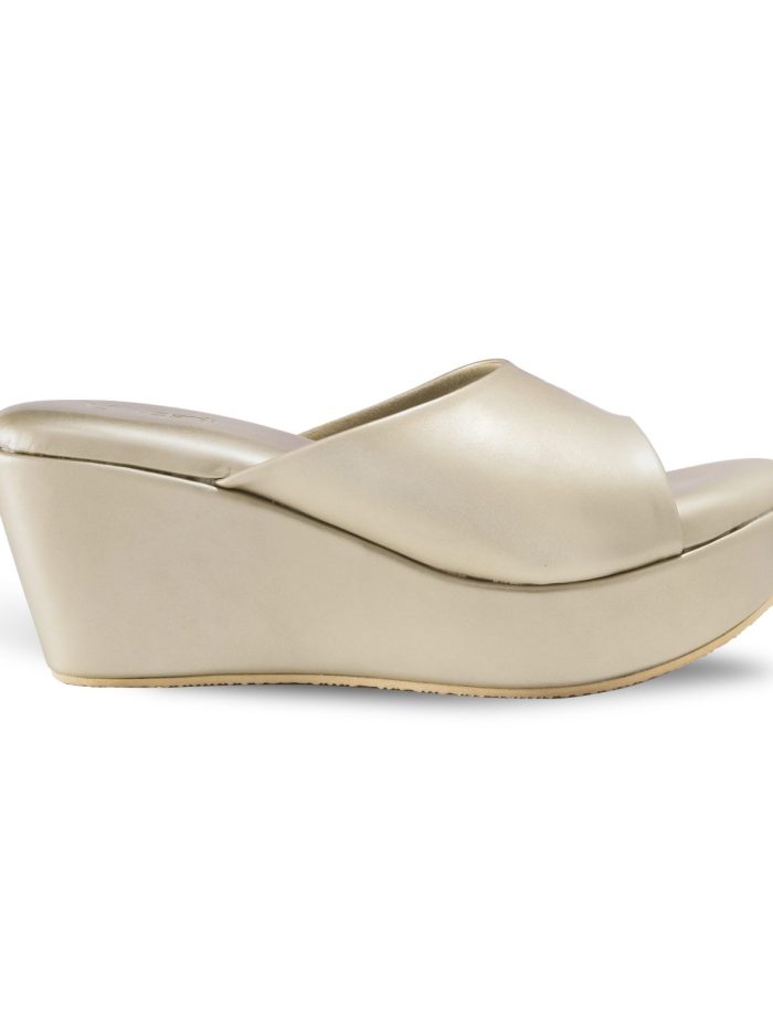 VOSTE Jane - Wedges 7cm Gold Silver Elegant