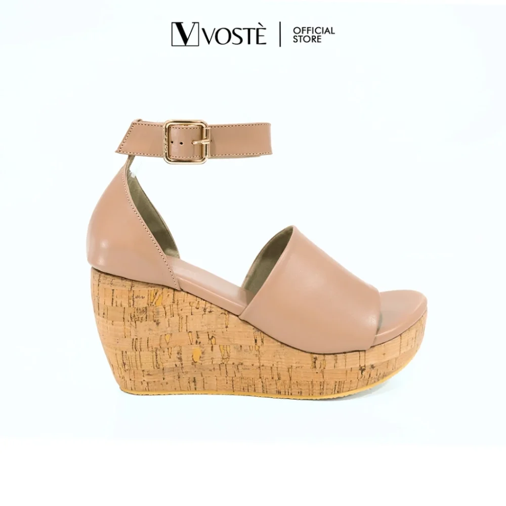 VOSTE Kyle - Sepatu Sandal Wedges Wanita Pesta Premium 9cm ( Brown, White and Black )