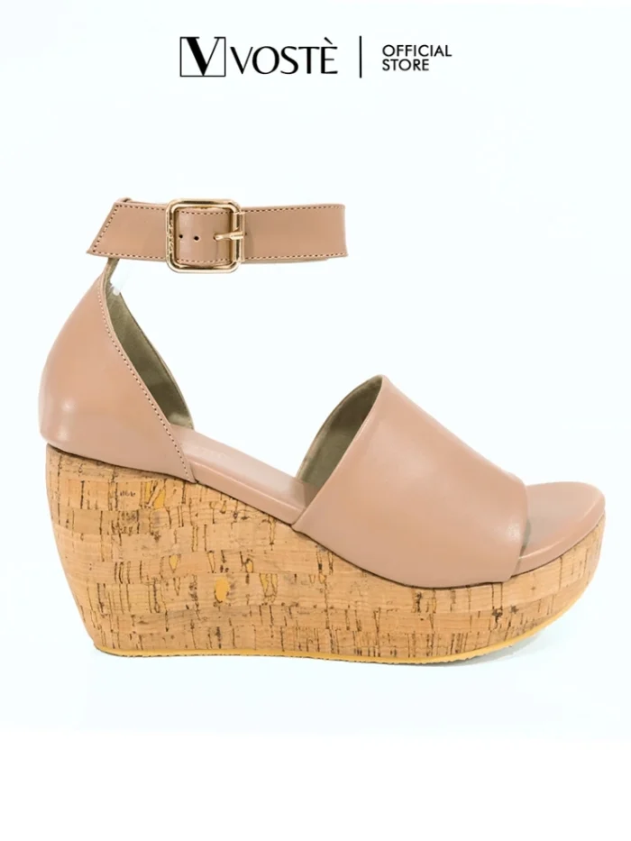 VOSTE Kyle - Sepatu Sandal Wedges Wanita Pesta Premium 9cm ( Brown, White and Black )
