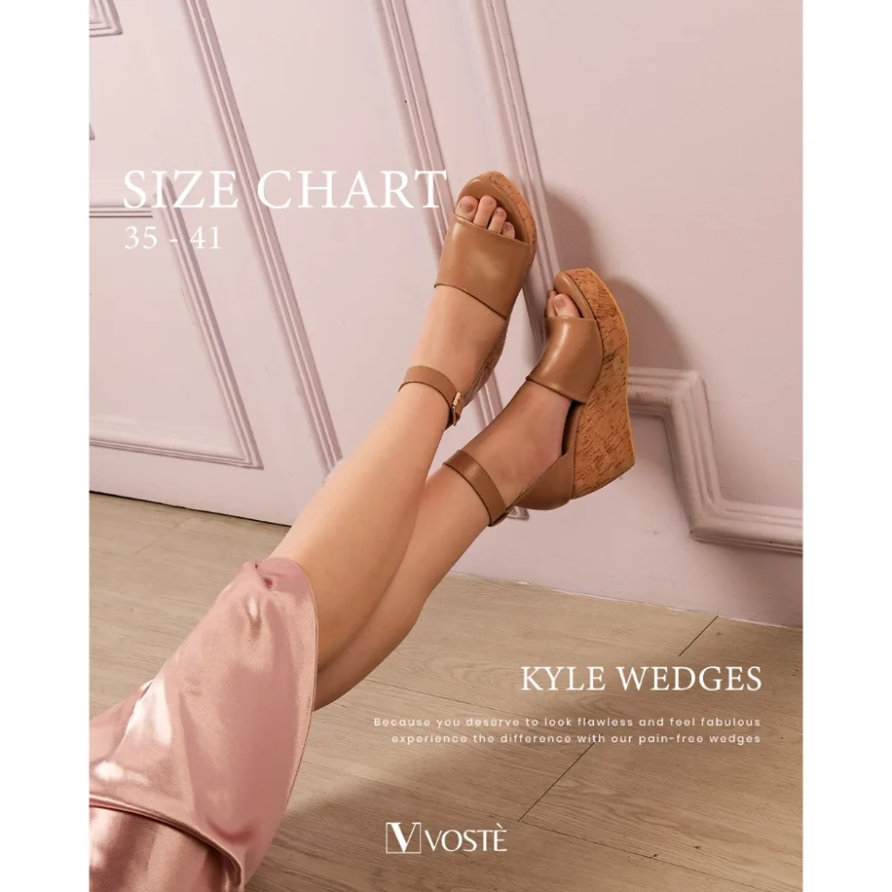 VOSTE Kyle - Sepatu Sandal Wedges Wanita Pesta Premium 9cm ( Brown, White and Black ) - Image 4