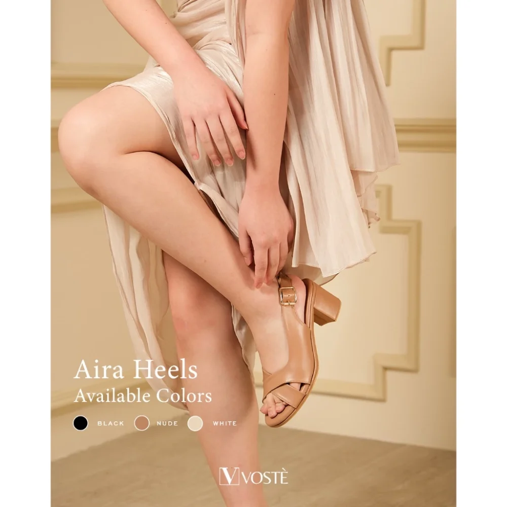 VOSTE Aira - Sepatu Sandal Heels Wanita Tali Pesta Premium 9cm ( White, Black, Light Brown ) - Image 4