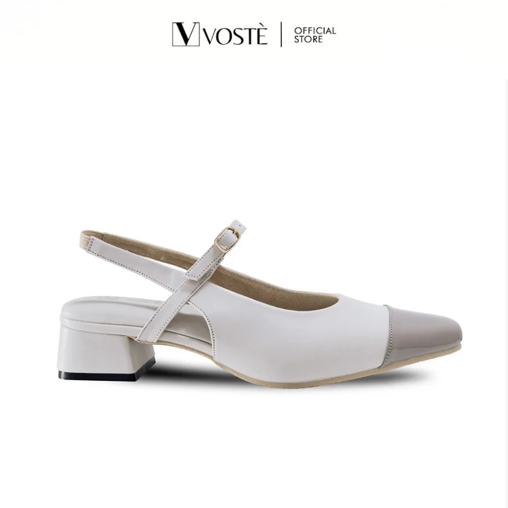 VOSTE ALOODY - Pantofel Brown White 5cm tertutup
